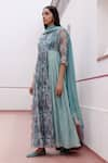 Vaayu_Green Muslin Cotton Printed Floral Round Anarkali With Dupatta _Online_at_Aza_Fashions