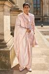 Buy_Jigar & Nikita_Pink Sherwani Raw Silk Embroidered Bead Resham Floral Vine Pant Set _at_Aza_Fashions