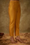 The Aarya_Yellow Handwoven Chanderi Hand Embroidered Zardozi Floral Kurta Pant Set _at_Aza_Fashions