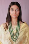 Buy_Riana Jewellery_Green Jade Bead And Jadtar Stone Embellished Layered Long Maharani Necklace _at_Aza_Fashions