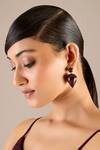 Buy_AMPM_Burgundy Yarra Mini Drop Shaped Earrings _at_Aza_Fashions