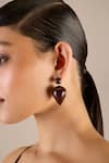 Shop_AMPM_Burgundy Yarra Mini Drop Shaped Earrings _Online_at_Aza_Fashions