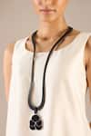 Buy_AMPM_Black Nadira Leather Pendant Necklace _Online_at_Aza_Fashions