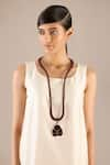 Buy_AMPM_Burgundy Nadira Leather Strap Pendant Necklace _at_Aza_Fashions