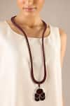 Buy_AMPM_Burgundy Nadira Leather Strap Pendant Necklace _Online_at_Aza_Fashions