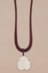 Buy_AMPM_Burgundy Nadira Leather Strap Pendant Necklace 