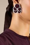 Buy_AMPM_Burgundy Ismat Engraved Back Enameled Earrings _Online_at_Aza_Fashions