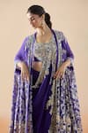 Buy_Anamika Khanna_Purple Embroidery Resham Blouse Scoop Floral Sharara Saree Set With Jacket _Online_at_Aza_Fashions