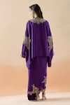 Shop_Anamika Khanna_Purple Embroidery Paisley Round Cape Tunic And Draped Skirt Set _at_Aza_Fashions