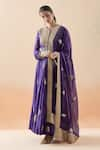 Buy_Anamika Khanna_Purple Embroidery Zardozi Round Anarkali Set _at_Aza_Fashions