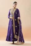 Anamika Khanna_Purple Embroidery Zardozi Round Anarkali Set _Online_at_Aza_Fashions