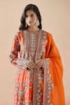 Shop_Anamika Khanna_Coral Embroidery Round Straight Kurta Set _Online_at_Aza_Fashions