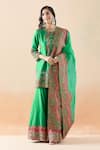 Buy_Debyani + Co_Green Silk Embroidery Floral Round Mughal Kurta Sharara Set _at_Aza_Fashions