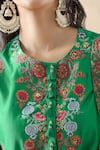 Buy_Debyani + Co_Green Silk Embroidery Floral Round Mughal Kurta Sharara Set 