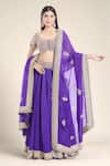 Buy_Anamika Khanna_Purple Organza Embroidered Dori Leaf Hand Blouse Lehenga Set _at_Aza_Fashions