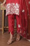 Surabhi Arya_Red Kurta Mul Chanderi Embroidered Thread Square Foliage Pant Set _Online_at_Aza_Fashions