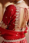 Buy_Megha Pitti_Red Dupion Silk Printed Bloom Blunt V Neck Lehenga Set 