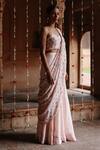 Megha Pitti_Pink Dupion Silk Printed Mughal Pre-stitched Saree With Blouse Piece _at_Aza_Fashions