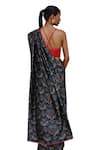 Megha Pitti_Blue Dupion Silk Printed Floral Pre-stitched Saree With Blouse Piece _Online