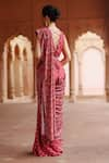 Shop_Megha Pitti_Red Dupion Silk Printed Flower Pre-stitched Saree With Blouse Piece _at_Aza_Fashions