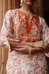 Shop_Megha Pitti_Off White Dupion Silk Print Dori Split V Bahar Embroidered Yoke Kurta With Pant _Online_at_Aza_Fashions