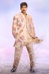 Buy_PS Men by Payal Singhal_Cream Embroidered Floral Pattern 3d Jacket And Kurta Set _at_Aza_Fashions