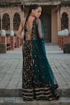 Shop_Bohame_Green Georgette Hand Embroidered Floral Rehema Printed Sharara Bustier Set _at_Aza_Fashions