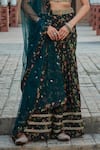 Bohame_Green Georgette Hand Embroidered Floral Rehema Printed Sharara Bustier Set _Online_at_Aza_Fashions