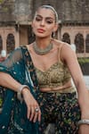 Buy_Bohame_Green Georgette Hand Embroidered Floral Rehema Printed Sharara Bustier Set 