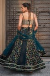 Shop_Bohame_Green Georgette Hand Embroidered Floral Geometric Sweetheart Print Lehenga Set _at_Aza_Fashions