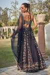 Shop_Bohame_Blue Georgette Hand Embroidered Floral Aniyah Flower Print Lehenga Set _at_Aza_Fashions