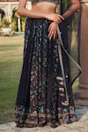 Bohame_Blue Georgette Hand Embroidered Floral Aniyah Flower Print Lehenga Set _Online_at_Aza_Fashions