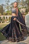 Shop_Bohame_Blue Georgette Hand Embroidered Floral Aniyah Flower Print Lehenga Set _Online_at_Aza_Fashions