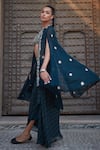 Buy_Bohame_Green Georgette Hand Embroidered Abstract Eddah Print Draped Skirt Cape Set _at_Aza_Fashions