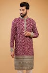 Kasbah_Pink Georgette Embroidery Chikankari Zari Kurta _Online_at_Aza_Fashions