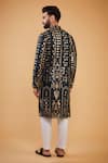 Shop_Kasbah_Black Georgette Leather Patchwork Kurta _at_Aza_Fashions