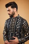 Buy_Kasbah_Black Georgette Leather Patchwork Kurta _Online_at_Aza_Fashions