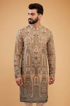 Kasbah_Beige Georgette Embroidered Thread Traditional Chikankari Kurta _Online_at_Aza_Fashions