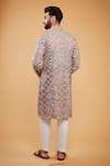 Shop_Kasbah_Multi Color Georgette Embroidered Thread Floral Leather Patchwork Kurta _at_Aza_Fashions