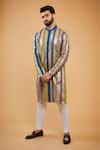 Buy_Kasbah_Multi Color Silk Embroidered Sequin Geometric Kurta _at_Aza_Fashions