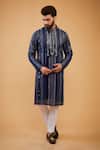 Buy_Kasbah_Blue Georgette Mirrors, Embroidery Placket Kurta With _at_Aza_Fashions
