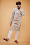 Buy_Kasbah_White Georgette Embroidered Zari Flora Fauna Kurta _at_Aza_Fashions