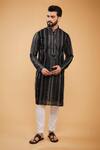 Buy_Kasbah_Black Georgette Embroidery, Mirrors And Thread Kurta _at_Aza_Fashions