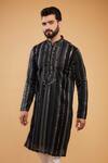 Kasbah_Black Georgette Embroidery, Mirrors And Thread Kurta _Online_at_Aza_Fashions