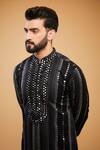 Buy_Kasbah_Black Georgette Embroidery, Mirrors And Thread Kurta _Online_at_Aza_Fashions