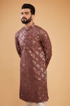 Kasbah_Purple Silk Embroidered Mirror And Sequin Kurta _Online_at_Aza_Fashions