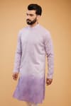 Kasbah_Purple Silk Embroidery Floral Chikankari Kurta _Online_at_Aza_Fashions