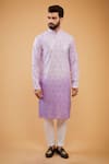 Buy_Kasbah_Purple Silk Embroidery Thread Mirror Ombre Kurta _at_Aza_Fashions