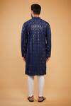 Shop_Kasbah_Blue Silk Mirrors, Embroidery Regal Work Kurta _at_Aza_Fashions