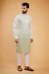 Buy_Kasbah_Multi Color Silk Embroidery Thread Ombre Straight Kurta _at_Aza_Fashions